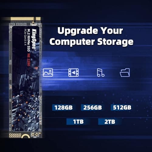 KingSpec SSD 1TB, M.2 NVMe Gen3x4 SSD 2280 - Up to 2400MB/s, Internal Solid State Drive with 3D NAND Flash, Compatible with Desktop and Laptop