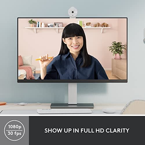 Logitech Brio 300 Full HD Webcam with Privacy Shutter, Noise Reduction Microphone, USB-C, certified for Zoom, Microsoft Teams, Google Meet, Auto Light Correction - Off White