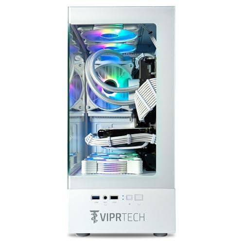 ViprTech Stryker 4.0 Liquid-Cooled PC - AMD Ryzen 7 (4.4GHz Turbo), RTX 4060 8GB, 32GB DDR4 3200, 1TB NVMe SSD, 700W PSU, WiFi BT, Win 11 Pro, RGB, Gaming Desktop Computer Prebuilt, White