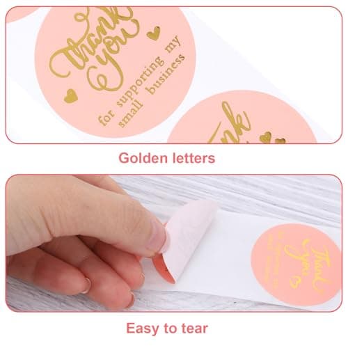 600 Pcs Thank You Cards Small Business, Thank You for Supporting My Small Business Stickers, Stickers for Your Order Retail Store Packaging Essentials Pink