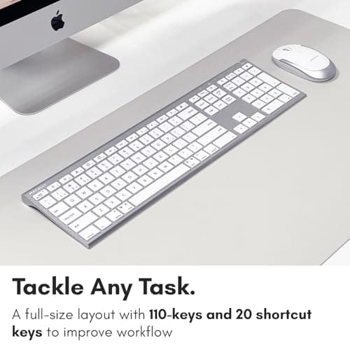 Macally Premium Bluetooth Keyboard and Mouse for Mac | Compatible Wireless Apple Keyboard and Mouse Combo (110 Keys Multi-Device Rechargeable) for MacBook Pro/Air and iMac