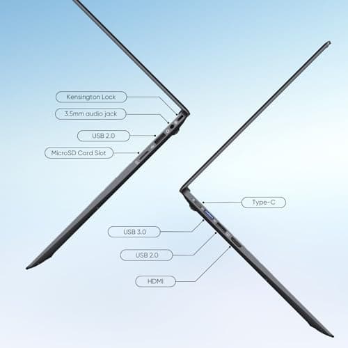 Laptop, 14 Inch HD Laptop Computer with MS Office 2024 Pro Plus, 8GB RAM 128GB SSD, Quad Core N5095 Processor Win-11 Laptops, Long Lasting Battery, Dual-Band WiFi 5, BT, USB 3.0, Webcam