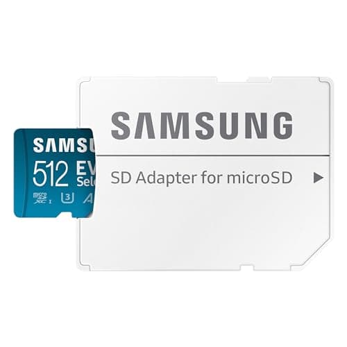 Samsung EVO Select microSDMemory Card + Adapter, 512GB microSDXC, Up-to 160 MB/s, 4K UHD, UHS-I, C10, U3, V30, A2, for Mobile Phone, Smartphones, Nintendo-Switch, and Tablets (MB-ME512SA/AM)
