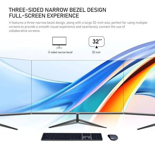 32 Inch 4K UHD Computer Monitor, Ultra-Clear (3840×2160p) Screen, 100% sRGB,178° Viewing Angle, HDMI、Display Port, Compatible with Wall mounting 100 * 100MM - Black