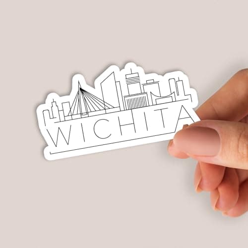 Squiddy Wichita Kansas City Skyline - Vinyl Sticker for Car, Laptop, Notebook (5" Wide)