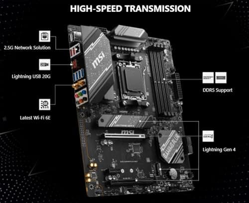 INLAND AMD Ryzen 5 7600X CPU Processor with MSI B650 Gaming Plus WiFi Gaming Motherboard(AM5, ATX, DDR5, PCIe 4.0, Wi-Fi 6E), Soly by Micro Center