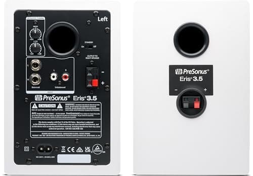 PreSonus Eris 3.5 Studio Monitors (White), Pair — 3.5" Inch Powered Bookshelf Speakers, Stereo, Desktop Computer, Near Field Music Production, Audio Mixing Recording