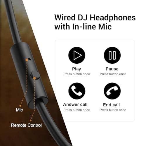 OneOdio Wired Over Ear Headphones Hi-Res Studio Monitor & Mixing DJ Stereo Headsets with 50mm Drivers and 1/4 to 3.5mm Jack for AMP Computer Recording Podcast Keyboard Guitar Laptop - Black