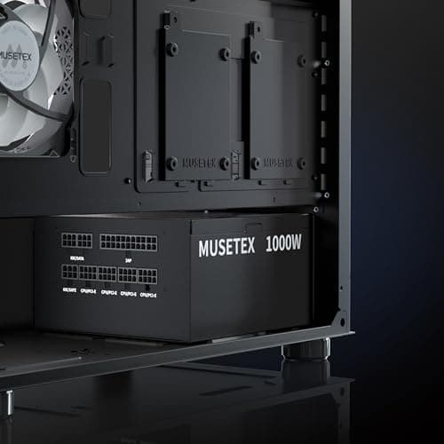 MUSETEX PC Power Supply 1000W, Full Modular ATX Power Supply, Multi Connectors Computer Power Supplies, 140mm Ultra Quiet Cooling Fan, PC PSU, Black (MU1000)