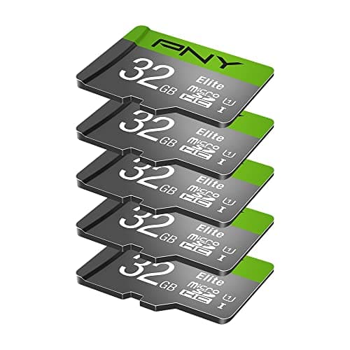 PNY 32GB Elite Class 10 U1 microSDHC Flash Memory Card - 100MB/s, Class 10, U1, Full HD, UHS-I, Micro SD, 5 Count (Pack of 1)