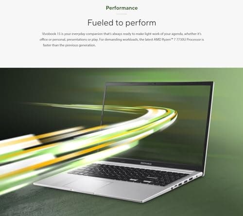 ASUS Vivobook 14" FHD Slim Laptop, Latest 10Cores i5-1334U, Intel UHD Graphics, USB C, Webcam, 2025 Model, Win11 (R7 7730U)