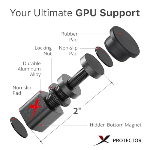 X-Protector GPU Support Bracket - Small GPU Sag Bracket 1" - 2" - Premium GPU Stand with Rubber Pad - Ideal Graphics Card Support for The Most Set Ups!