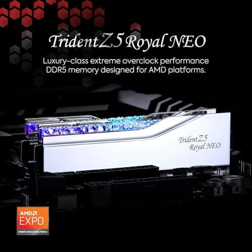 G.SKILL Trident Z5 Royal Neo Series (AMD Expo) DDR5 RAM 32GB (2x16GB) 6000MT/s CL28-36-36-96 1.40V Desktop Computer Memory UDIMM - Silver (F5-6000J2836G16GX2-TR5NS)