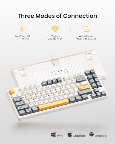 Wireless Mechanical Keyboard,Gasket Mounted with Creamy Sound,Bluetooth/2.4GHz/USB-C,Custom Hot Swappable,RGB Backlit,75% Compact Layout for Gaming/Typing/Win/Mac/PC (Retro Beige,Linear Switch)