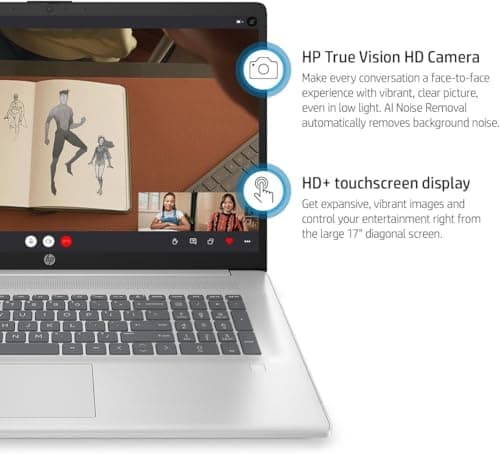 HP 17" Touchscreen Business Laptop, Intel 10-Core i7-1355U(Up to 5 GHz), Microsoft Office Pro Lifetime, 32 GB RAM, 1 TB SSD, HD Audio, 720P Webcam, WiFi 6, Bluetooth 5.3, Windows 11 Pro, Silver