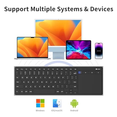 CZUR Rechargeable Bluetooth Keyboard with Touchpad, Portable Computer Keyboard with Trackpad, Wireless Ultra Slim Keyboard for PC/Laptop/Tablet/Phone