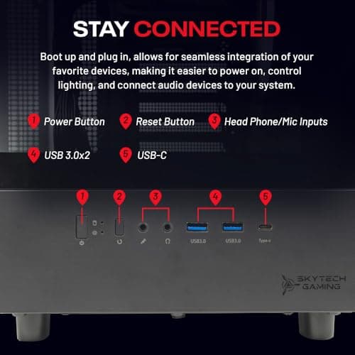 Skytech Azure Gaming PC Desktop, Intel i7 14700F 2.1 GHz (5.3GHz Turbo), NVIDIA RTX 5060 8GB, 1TB NVMe SSD, 32GB DDR5 RAM 6000 RGB, 850W Gold ATX 3 PSU, 360mm ARGB AIO, Wi-Fi, Win 11