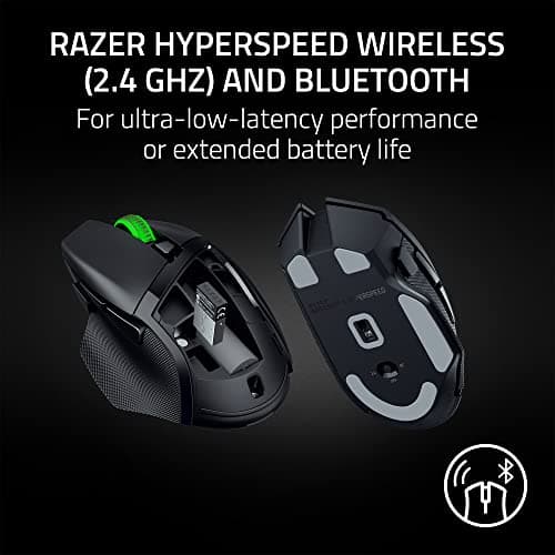 Razer Basilisk V3 X HyperSpeed Customizable Wireless Gaming Mouse: Mechanical Switches Gen-2-5G Advanced 18K Optical Sensor - Chroma RGB 9 Programmable Controls 535 Hr Battery Classic Black