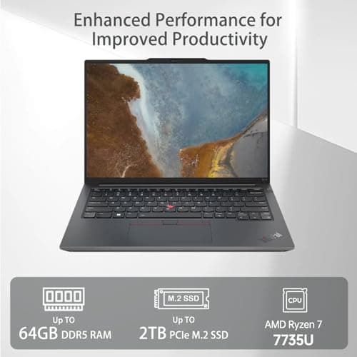 Lenovo ThinkPad E14 Gen 6 Business Laptop, 14" FHD+ Display, AMD Ryzen 7 7735U, 64GB DDR5 RAM, 1TB SSD, Fingerprint, Backlit, Wi-Fi 6, Windows 11 Pro, Bundle with Targus USB-C 100W Docking Station