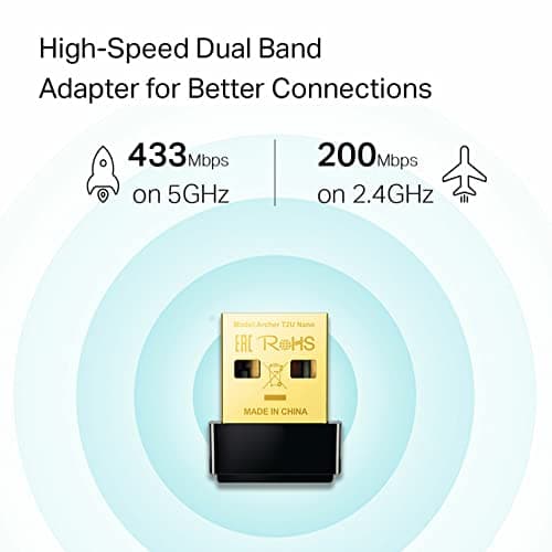 TP-Link Nano AC600 USB Wifi Adapter(Archer T2U Nano)- 2.4G/5G Dual Band Wireless Network Transceiver for PC Desktop, Travel Size, Supports Windows (11,10, 8.1, 8, 7, XP / Mac OS X 10.9-10.14)