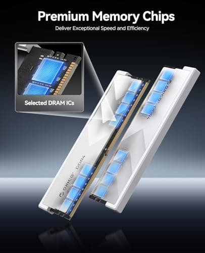 ORICO Raceline Racer DDR4 RAM 32GB Kit (2x16GB) 3600MHz CL18, XMP 2.0 Overclocking for Intel, AMD Compatible, 1.35V UDIMM Gaming Desktop Memory – Silver