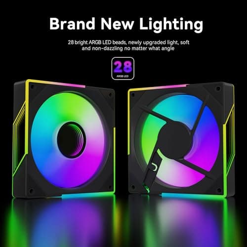 120mm ARGB Computer Case Fan, 4 Pin PWM, Silent Computer Cooler with Infinity Mirror 1550RPM (3 Pack, Black,120mm)