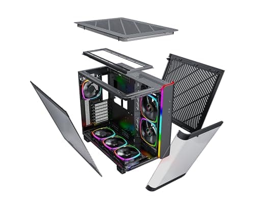 MONTECH King 95 PRO Dual-Chamber ATX Mid-Tower PC Gaming Case, High-Airflow, Toolless Panels, Sturdy Curved Tempered Glass Front, Six ARGB PWM Fan Pre-Installed with Fan Hub, King 95 PRO Black US