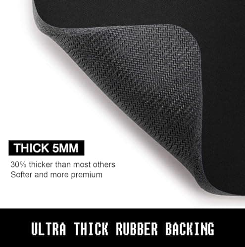 Mouse Pad, 30% Thicker Black Computer Pad, Anti-Slip Rubber Mouse Mat with Stitched Edges for Gaming, Office, Laptop, PC, Women & Men, 8 x 10 Inch Thick 5 mm, Modern Design, Square