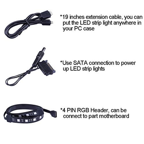 RGB LED Strip Computer Lighting via Magnet with Controller for Desktop Computer Case Mid Tower Full Tower (24Key Remote,2PK,30CM,R Series)