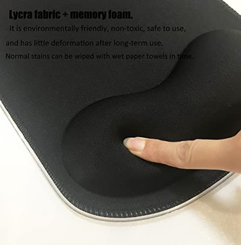 RGB LED Mouse pad with Ergonomic Wrist Rest Support, Non-Slip Kawaii Mouse Pads, 11.8” x 8.5” Gaming Wrist Pads, Pain Relief, and Easy Typing, Gaming, Notebook Computer Work and Game (Black)