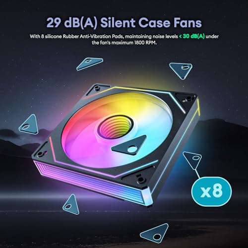 6 Pack RGB Fans, Infinity Mirror, Cable Connector 3 Pin 5V Addressable RGB Fans with Controller (Not Daisy Chain), PWM PC Fan 1800 RPM, 52.4 CFM, Infinity Series