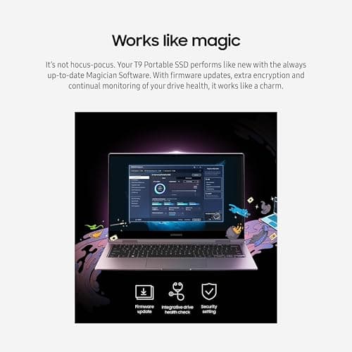 Samsung T9 2TB, Portable SSD, up to 2000MB/s, USB 3.2 Gen 2x2 (20Gbps) NVMe, Rugged, for Photographers, Content Creators and Gaming, External Solid State Drive (MU-PK2T0G/WW) Gray
