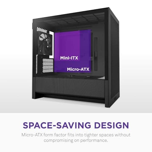 NZXT H3 Flow – Micro-ATX PC Case – Optimized Airflow – Includes 1 x 120mm Rear Fan – Supports Full-Sized GPUs – Fits 280mm Front, 240mm Top Radiator – Back-Connect Motherboard – Black