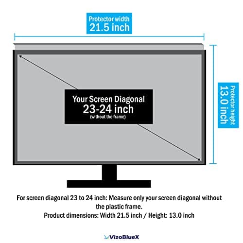 VizoBlueX 23-24 inch Anti-Blue Light Filter for Computer Monitor. Screen Protector Panel 21.5” x13.0 Blocks Blue Light for LCD TV PC Mac iMac Monitors