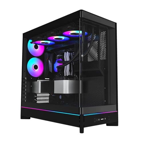 MONTECH HS02 PRO, ATX Mid-Tower PC Case, Gaming PC, High-Airflow, Reversible Layout, Sturdy Curved Tempered Glass Front Panel, 5x ARGB PWM Fan Pre-Installed, Sink-in Design, Toolless Panels, Black, US