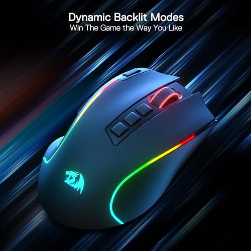 Redragon M612 PRO RGB Gaming Mouse, 8000 DPI Wired/Wireless Optical Mouse with 9 Programmable Buttons & 7 Backlit Modes, BT & 2.4G Wireless, Software Supports DIY Keybinds Rapid Fire Button