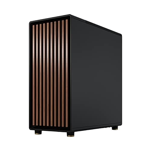 Fractal Design North - Genuine Walnut Wood Front - Mesh Side Panels - Two 140mm Aspect PWM Fans Included - Type C USB - ATX Airflow Mid Tower PC Gaming Case,Charcoal Black
