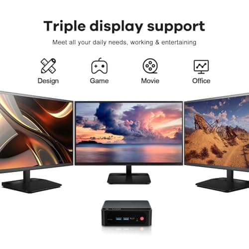 Beelink Mini PC AMD Ryzen 5 5500U (up to 4.0GHz, 6C/12T), Mini Computers 16G DDR4 RAM 500GB M.2 2280 NVME SSD, 4K Triple Display/WiFi6/BT5.2/2.5G LAN