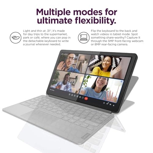 Lenovo Chromebook Duet 3 2-in-1 Tablet Laptop w/Detachable Keyboard (11" QHD Touchscreen, 8-Core Qualcomm CPU, 4GB RAM, 128GB (64GB eMMC + 64GB SD Card)) USI Pen, 8MP Webcam, Chrome OS, Grey