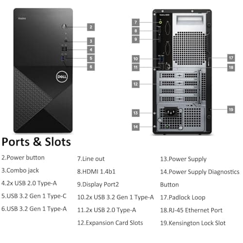Dell Desktop Computers Tower PC for Home Business Student, 14th Gen Intel Core i3-14100 (Beat i5-12400), 32GB DDR5 RAM, 1TB PCIe SSD, WiFi 6, Bluetooth, Keyboard and Mouse, Windows 11 Pro