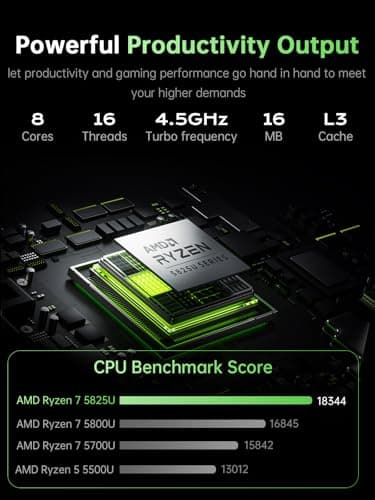Laptop with AMD Ryzen 7 5700U Processor(Up to 4.3GHz), 16“ FHD Display Laptop Computer with 16GB RAM 512GB NVMe SSD, BT5.2, WiFi 6, USB3.2, 53Wh Battery,Backlit Keyboard,Type-C