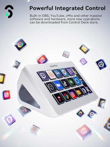 SOOMFON Stream Controller Stream Control Deck with 15 LCD Macro Keys Customizable for Content Creators Streaming Gaming to Trigger Actions in OBS, YouTube, Twitch and More, Compatible with PC & MAC