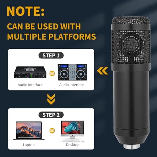 AMOOX Condenser Microphone,Professional USB Microphone Plug & Play PC Computer Microphone Condenser Cardioid Mic Kit with Adjustable Boom Arm Stand Shock Mount,for Podcast,Streaming,YouTube，Tiktok