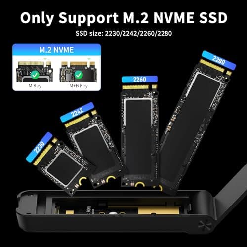 FIDECO M.2 NVMe SSD Enclosure, USB 3.2 Gen 2 to PCIe NVMe Adapter, Sandwich Style Design, Tool-Free Installation, Support UASP and Trim