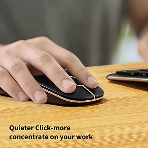 VssoPlor Wireless Mouse, 2.4G Slim Portable Computer Mice with Nano Receiver for Notebook, PC, Laptop, Computer (Black and Gold)