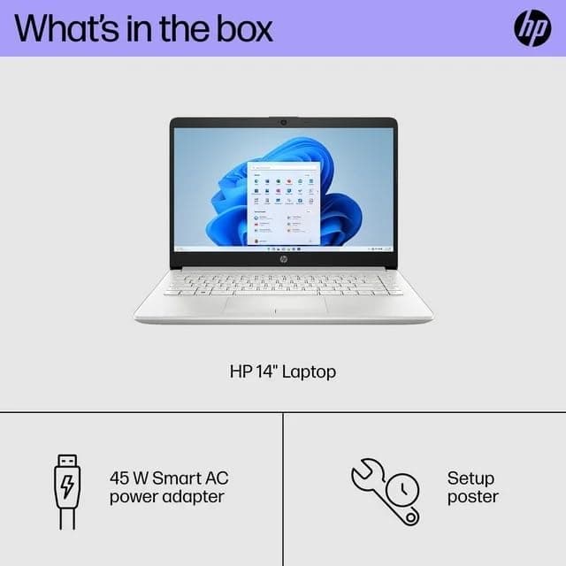 HP 14 Premium HD Portable Laptop Computer Students Business, Quad-Core Intel Celeron Processor, 8GB RAM, 256GB Storage(128GB eMMC+128GB Ghost Manta SD Card), 1 Year Office 365, HDMI, Win 11
