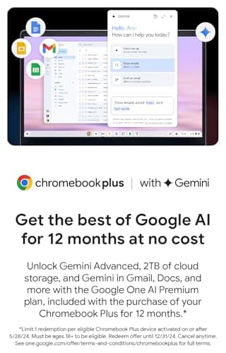 acer Chromebook Plus 514 Laptop with Google AI – 14" Full HD 1920 x 1080 IPS Touch Display | Intel Core i3-N305 | 8GB LPDDR5 | 128GB SSD | Wi-Fi 6E | FHD Camera | Chrome OS | CB514-4HT-375Z (Renewed)
