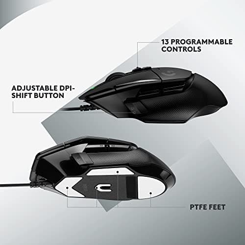 Logitech G502 X Wired Gaming Mouse - LIGHTFORCE hybrid optical-mechanical primary switches, HERO 25K gaming sensor, compatible with PC - macOS/Windows - Black