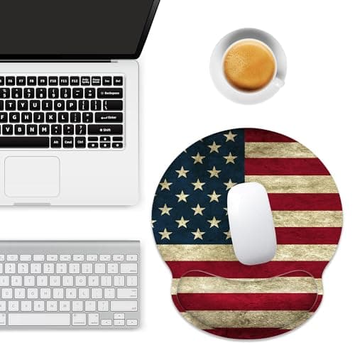 Ergonomic Mouse Pad with Wrist Support,American Flag Mouse Pad with Wrist Rest,Relieve Wrist Pain Mousepad Non-Slip Rubber Base,Mouse Pads for Desk,Computers,Laptop,Office,Home,Gaming,Accessories