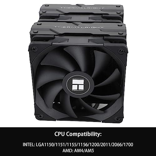 Thermalright Peerless Assassin 120 Black CPU Air Cooler, 6 Heat Pipes,TL-C12B PWM Fan, Aluminium Heatsink Cover, AGHP Technology, for AMD AM4/AM5/Intel LGA 1700/115X/1851/1200/2066/2011 PA120 Black